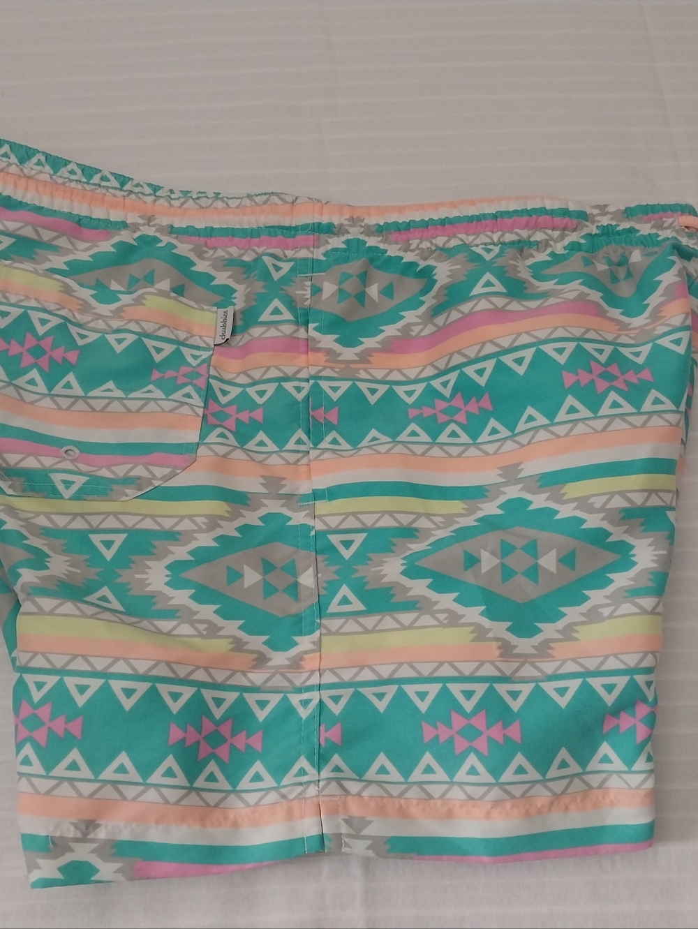 Chubbies En Fuegos Aztec Swim Trunks Men Size L Turquoise Blue Swim Briefs